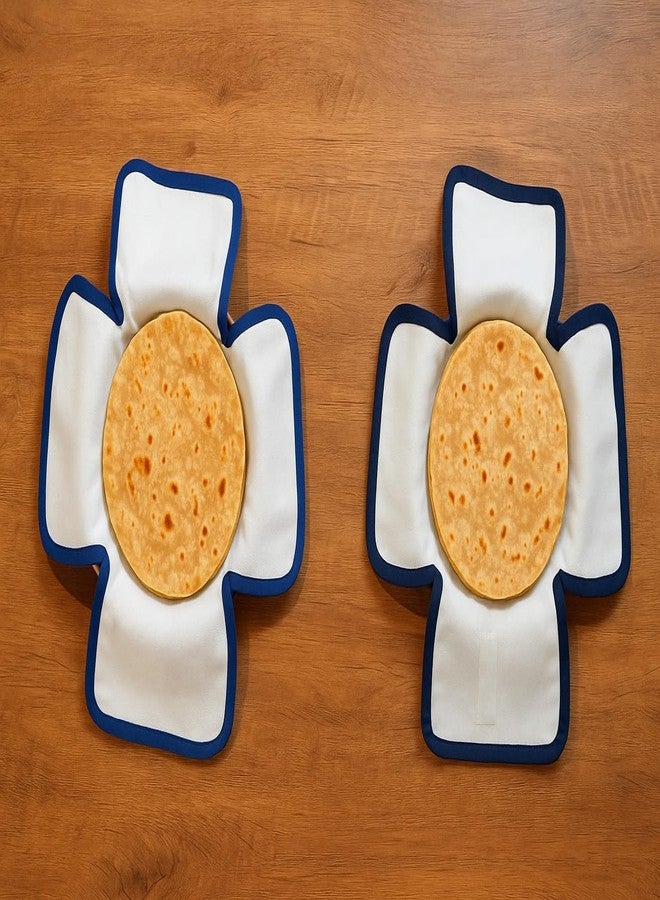 CRAZYWEAVES Roti Cloth Wrap (PACK OF 2) - Reusable 100% Cotton, Double Layer Thick, Hot Case Wrapper With Velgrow Closure For Fresh & Warm Rotis(BLUE) - Image 2